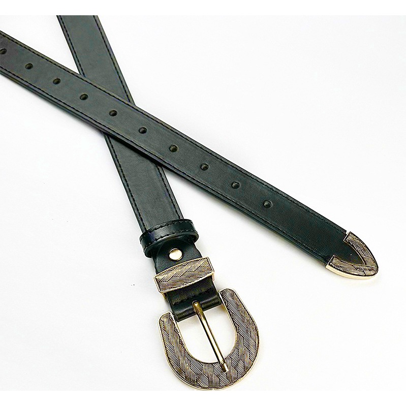 Thắt lưng y2k nam nữ mặt vàng vintage hoa văn cổ điển bản 2.8cm (Hỗ trợ cắt, bấm lỗ dây nịt) TL142 - Thắt Lưng Giá Tốt