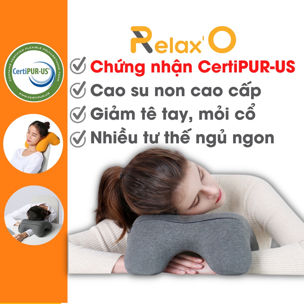 Gối ngủ văn phòng Chữ H Cao Su Non RELAX' O, Nhiều Tư Thế, Giảm Tê Tay Mỏi Cổ