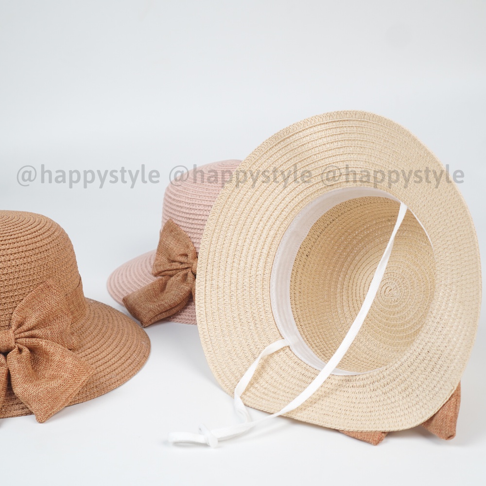 Mũ nón cói phối nơ vành rộng chống nắng thời trang hàn quốc đi biển mùa hè cực xinh NC14 - Happy Style