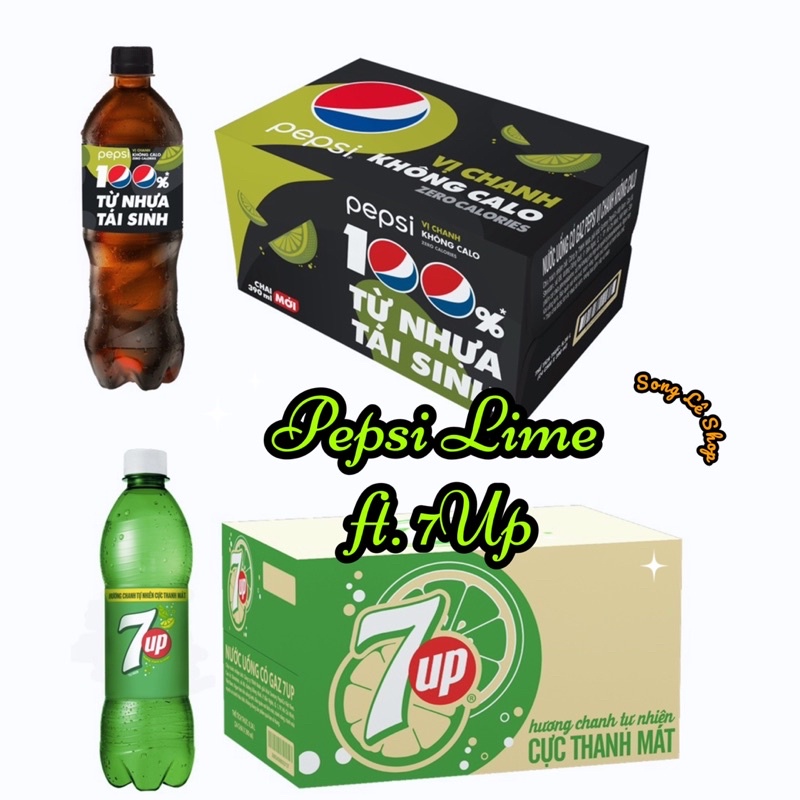 Combo ít calo, Ko Âu lo (1 Thùng 12 chai Pepsi Chanh Không Calo và 12 chai 7Up)