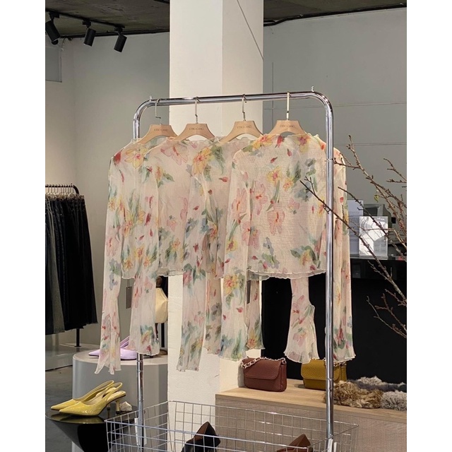 ÁO GIẤY NHÚN REN HOA HOTTREND