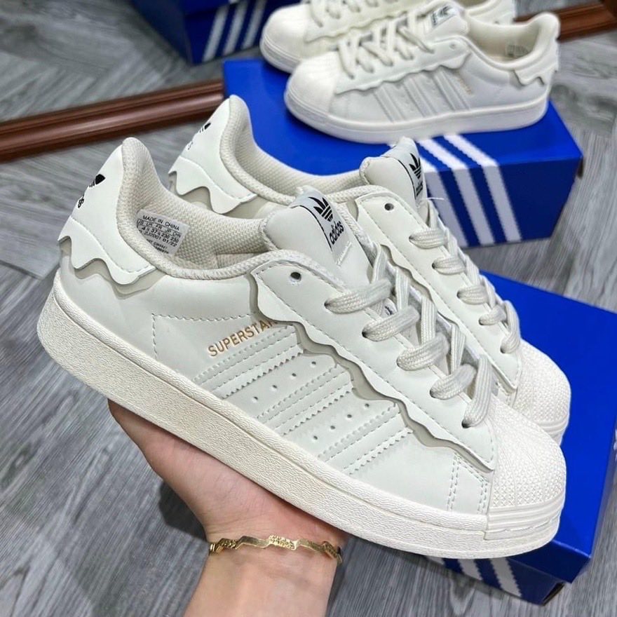 Giày  Adidas Superstar mẫu mới 2022.Das Sò 3 Màu hồng, xanh, das sò trắng 3 sọc dành cho nam nữ full box bill