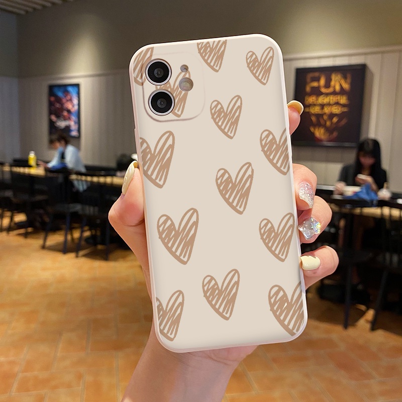 Ốp iphone cute trái tim nâu dành cho cặp đôi đủ mã 6 6s plus 7 8 plus x xs xr 14promax 13 12 11 pro max plus e4088