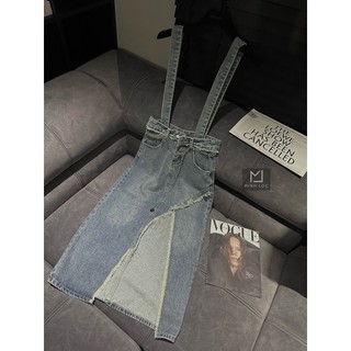 Váy Yếm Jean Rách Kèm Belt