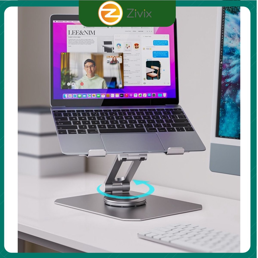 Giá đỡ Laptop, Macbook nhôm L05 hãng chân đế xoay 360 độ chắc chắn cao cấp cho máy 11 - 16 inch.