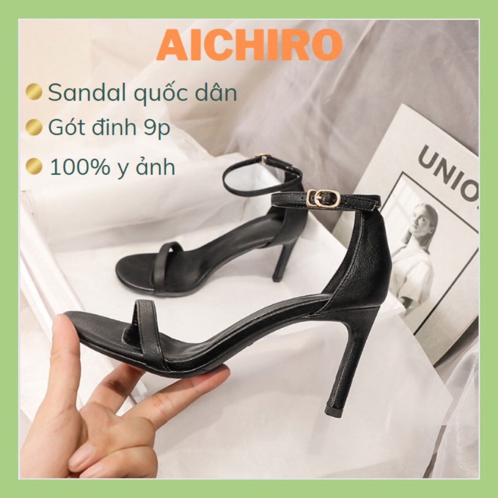 Sandal nữ cao gót quai mảnh đế cao 9cm chât da mềm êm chân-phụ kiện thời trang Aichiro