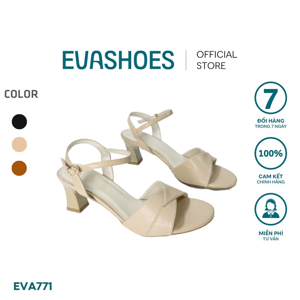 Dép Sandal Cao Gót Quai Ngang Đan Chéo Đế Trụ 6cm Evashoes - EVA771