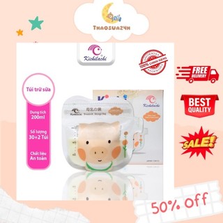 Túi Trữ Sữa Kichilachi 250ml -cảm Biến Nhiệt Độ, Có Khóa Zip Chắc Chắn Chống Rò Rỉ
