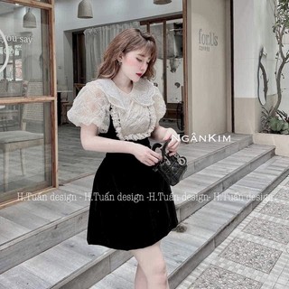 Váy nhung bbdoll phối ren siêu xinh hàng đẹp