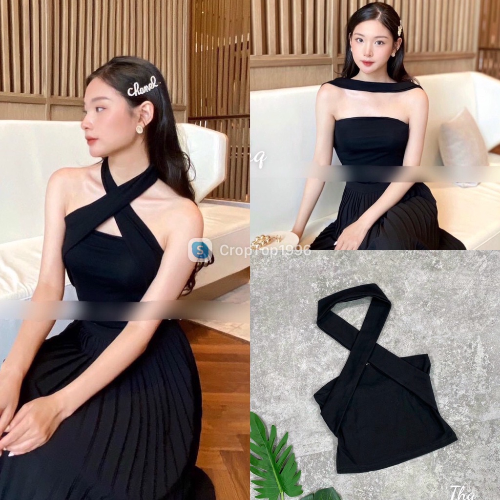 Áo Yếm dây bản to chéo cổ phong cách tiểu thư sang trọng mã A59 | BigBuy360 - bigbuy360.vn
