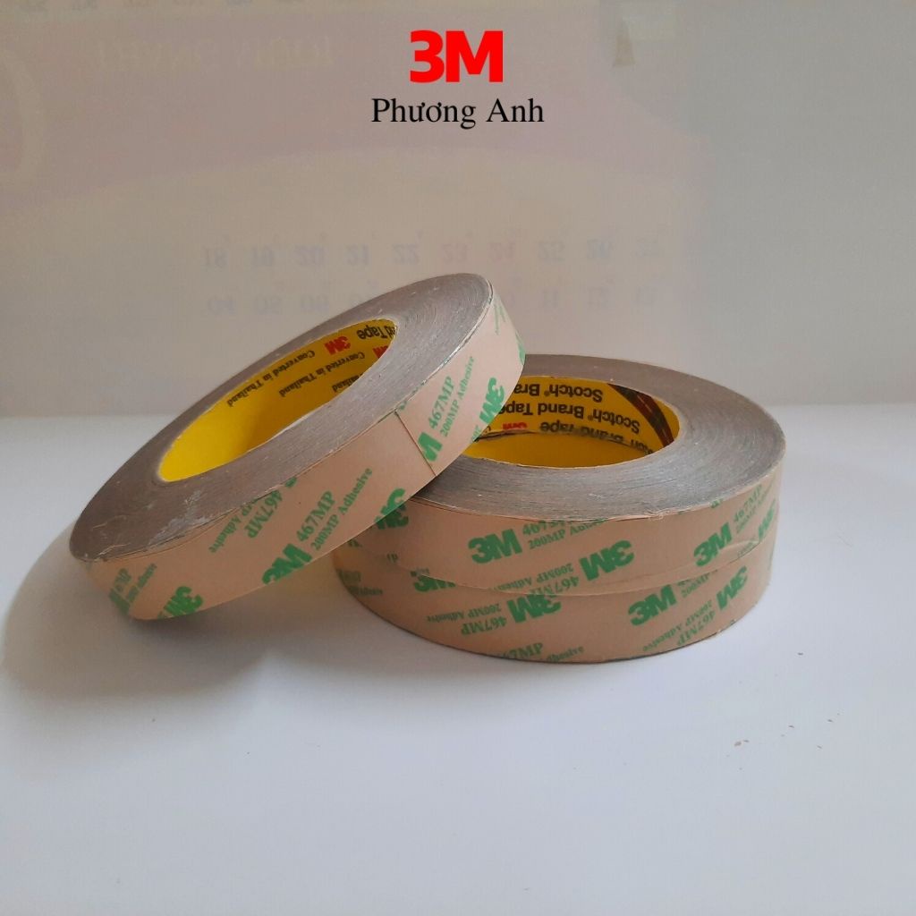 [15mm*55m] Băng keo 2 mặt siêu mỏng trong suốt 3M-467MP [100% Chính hãng], Sử dụng phổ biến trong lĩnh vực điện, điện tử