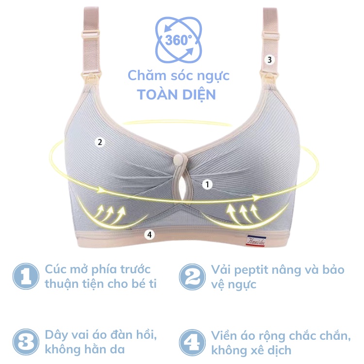 Áo Ngực Cho Con Bú Larosa Không Gọng Nâng Ngưc Chống Chảy Xệ Vải Cotton Có Cúc Mở Ngang Bigsize LA123A