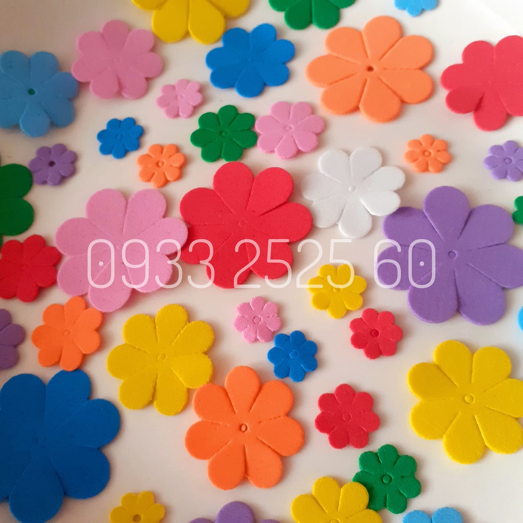 90 hoa xốp nhí, trộn 5 size - Dùng trang trí thiệp, bưu thiếp, phong thư, hộp quà,....