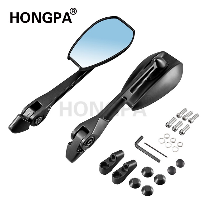 Gương Chiếu Hậu Bằng Nhôm Chống Lóa Màu Xanh Dương / Tím Thông Dụng Gắn Tay Lái Xe Máy