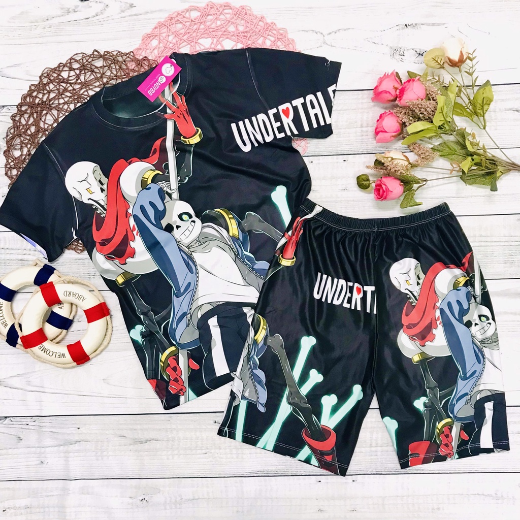 Đồ bộ bé trai, bộ thun lạnh in 3D hình Sans, Error Sans, Ink Sansho mịn mát size đại từ 10kg - 57kg