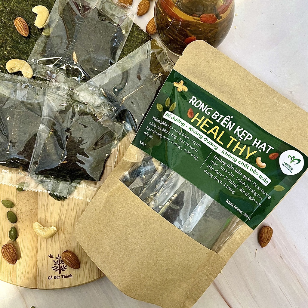 Rong Biển Kẹp Hạt Healthy 5 Loại Hạt , Không đường , Ăn Vặt Giảm Cân ,Tốt cho tim mạch , bệnh tiểu đường