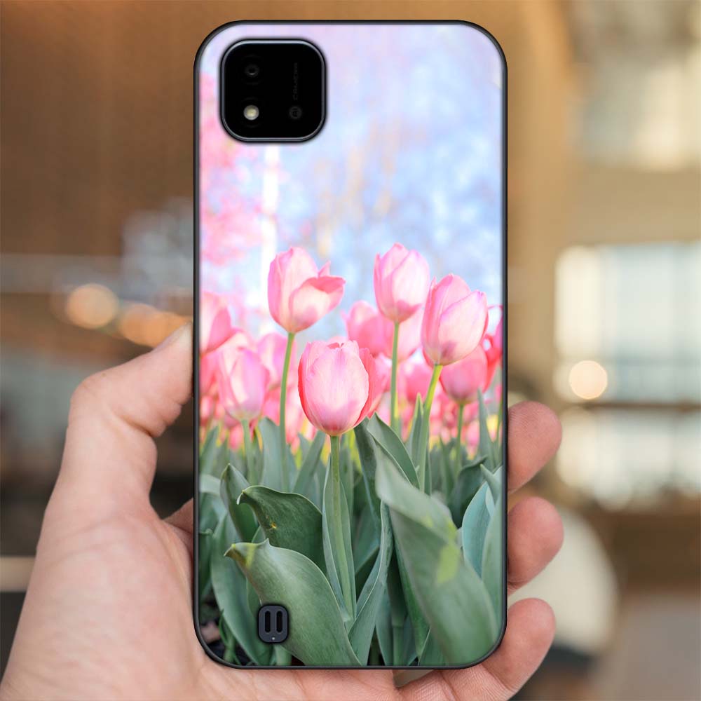 Ốp lưng Realme C11 2021, C20 viền đen in hình Hoa Tulip Hoa Đẹp