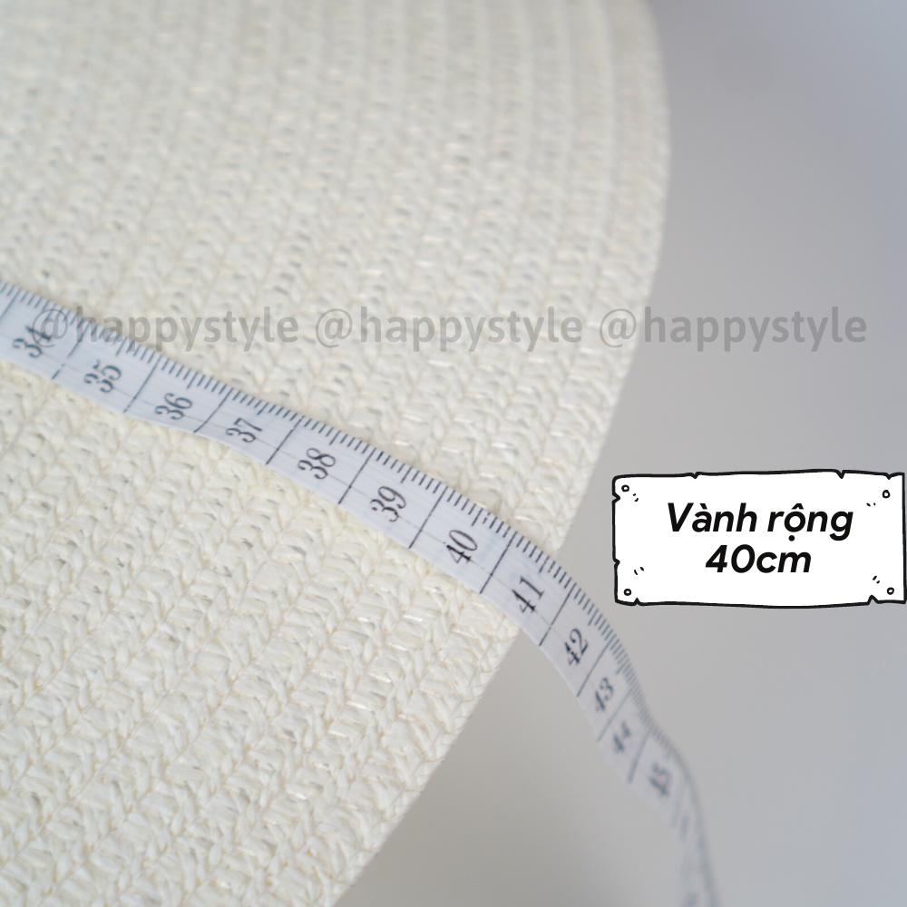 Mũ cói phối nơ dài xòe chống năng đi biển mùa hè cực xinh NC13 - Happy Style