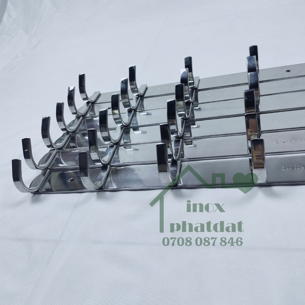 Móc treo đồ nhà tắm Inox 304 PHÁT ĐẠT  không rỉ sét, Móc áo inox dẹp, giá treo inox :