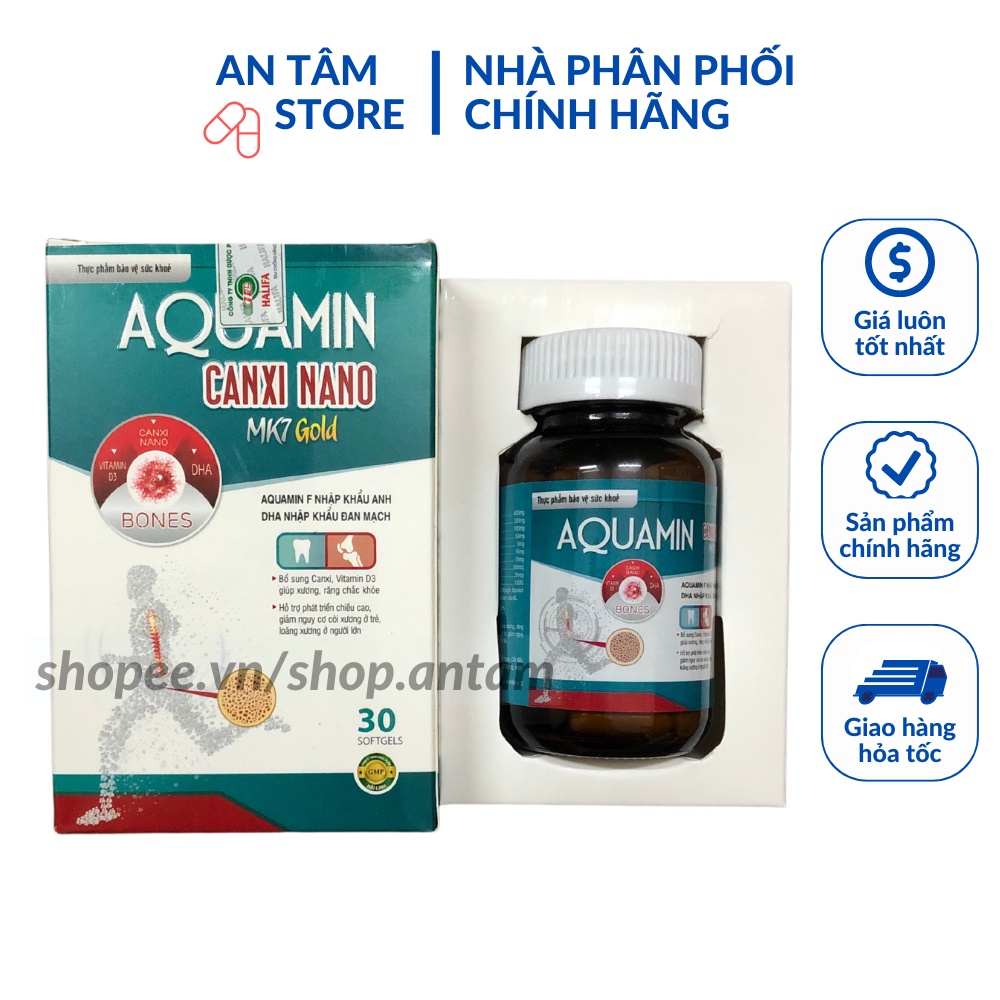 Aquamin canxi nano mk7 + vitamin D3, K2 MK7 giúp xương chắc khỏe, phòng loãng xương, phát triển chiều cao