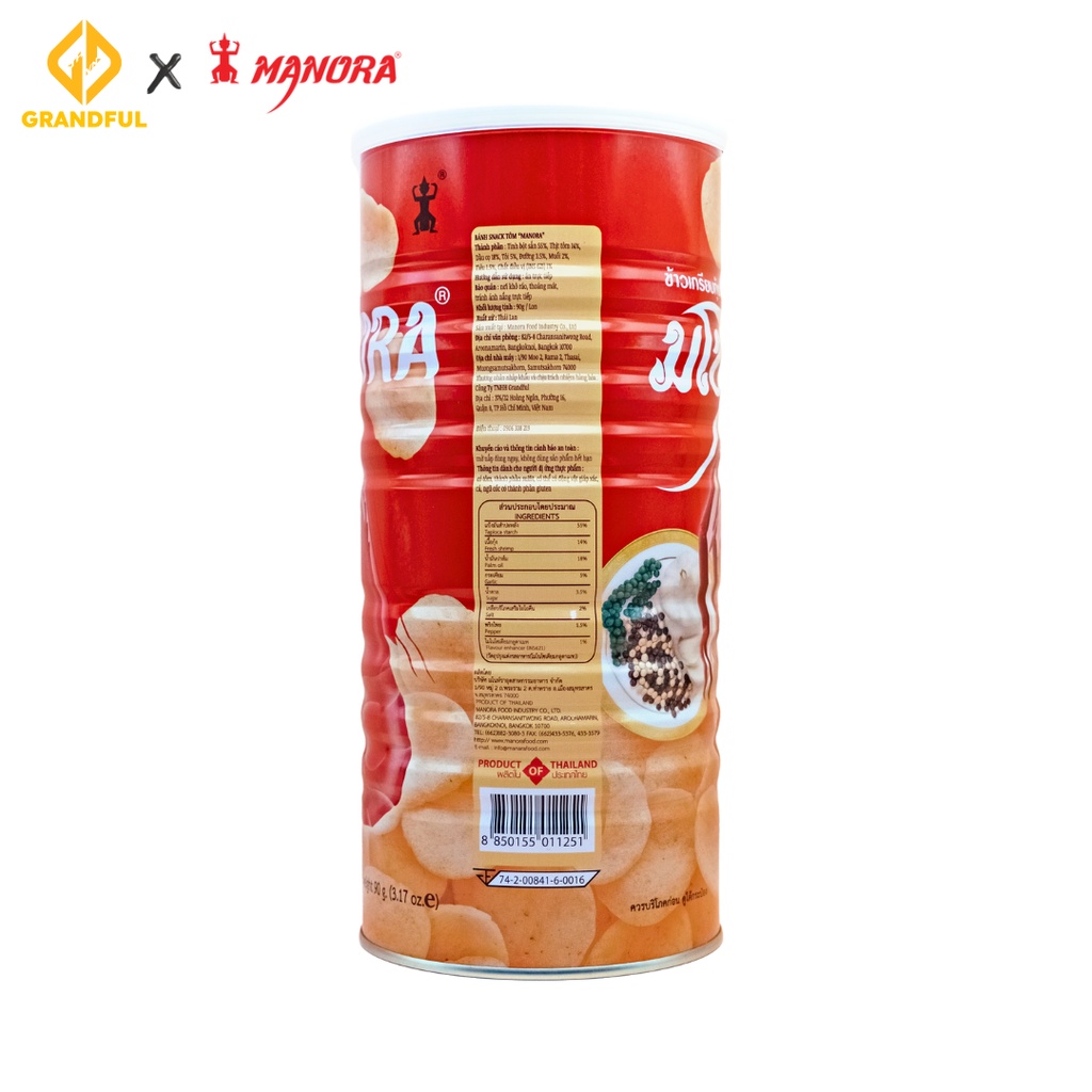 Bánh Snack Tôm/Cua MANORA 90g (Lon Đỏ/Hồng)