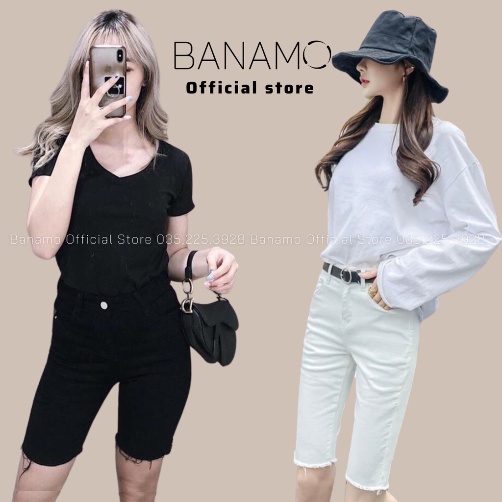 Quần short jean nữ Banamo Fashion short bò tua rua 666