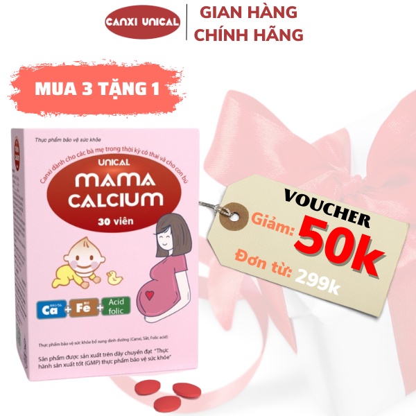 Canxi Unical Mama Calcium - Viên uống giúp bổ sung Canxi từ Tảo và Sắt cho bà bầu