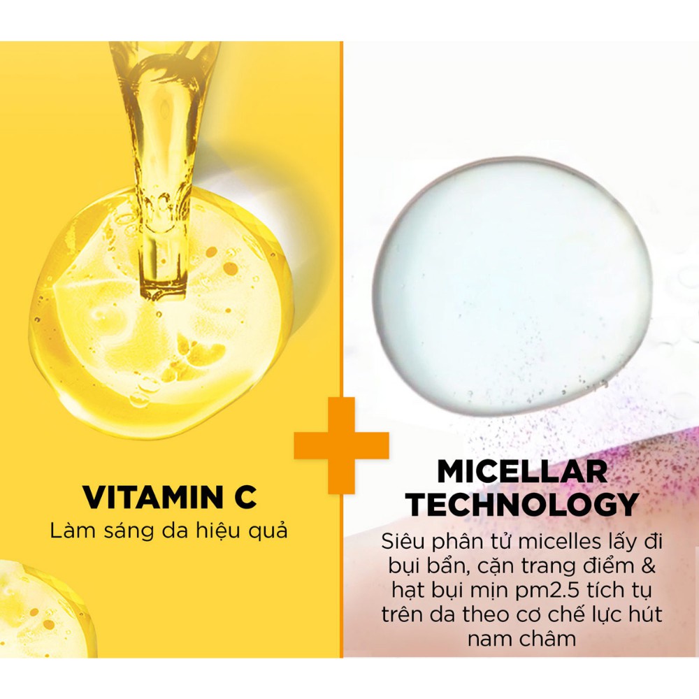 Nước làm sạch và tẩy trang dưỡng sáng da Garnier Micellar Water Vitamin C 50ml