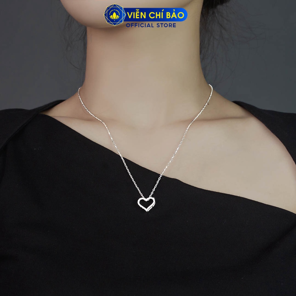 Dây chuyền bạc nữ trái tim đính đá chất liệu bạc 925 thời trang phụ kiện trang sức Viễn Chí Bảo D400457