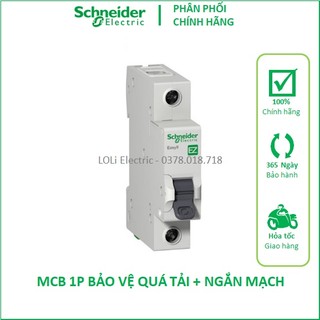 MCB CB tép 1P cầu dao 1 pha 6A 10A 16A 20A 25A 32A 40A 50A 63 4.5kA Áp tô mát tép át tép aptomat SCHNEIDER - LOLi