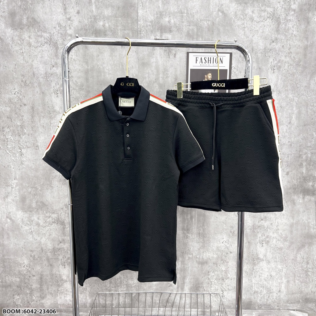 🔥Hot🔥Bộ Gucci vân nổi áo polo thiết kế hot trend Nam nữ New 2023