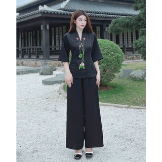 Đồ Lam Đi Chùa # Bộ Bà Lai Lụa Sen # Quần Áo Nữ