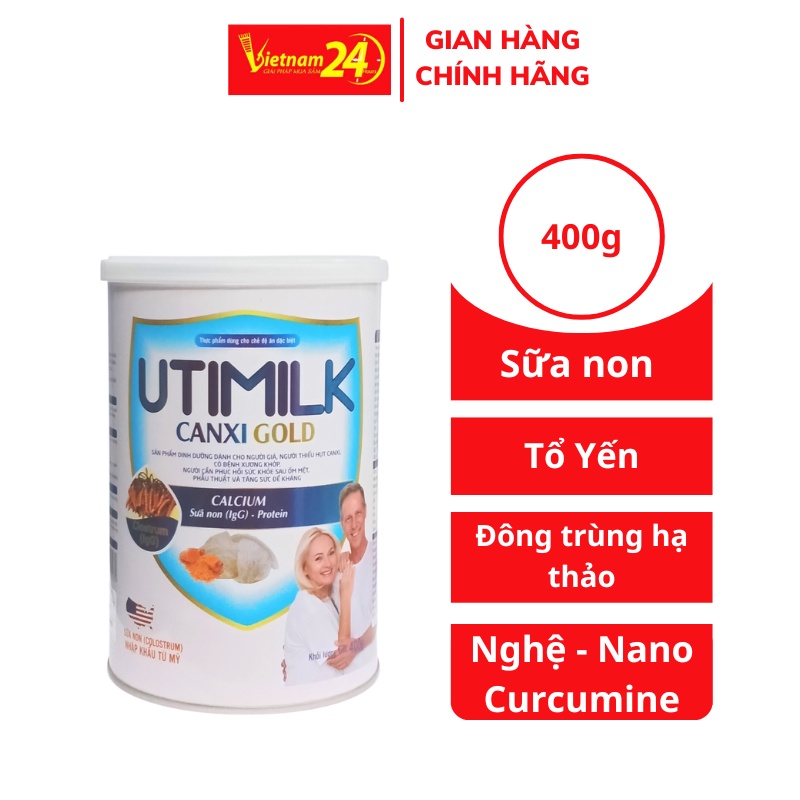 Sữa Canxi Gold Utimilk chính hãng 400g - VIETNAM24H - Tốt cho xương khớp, hồi phục sức khỏe, tăng sức đề kháng
