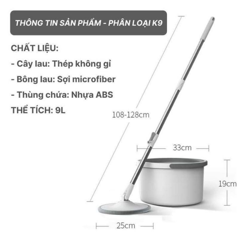 chổi lau nhà tự vắt k9 hàng nội địa trung, bộ chổi lau thông minh 360 độ