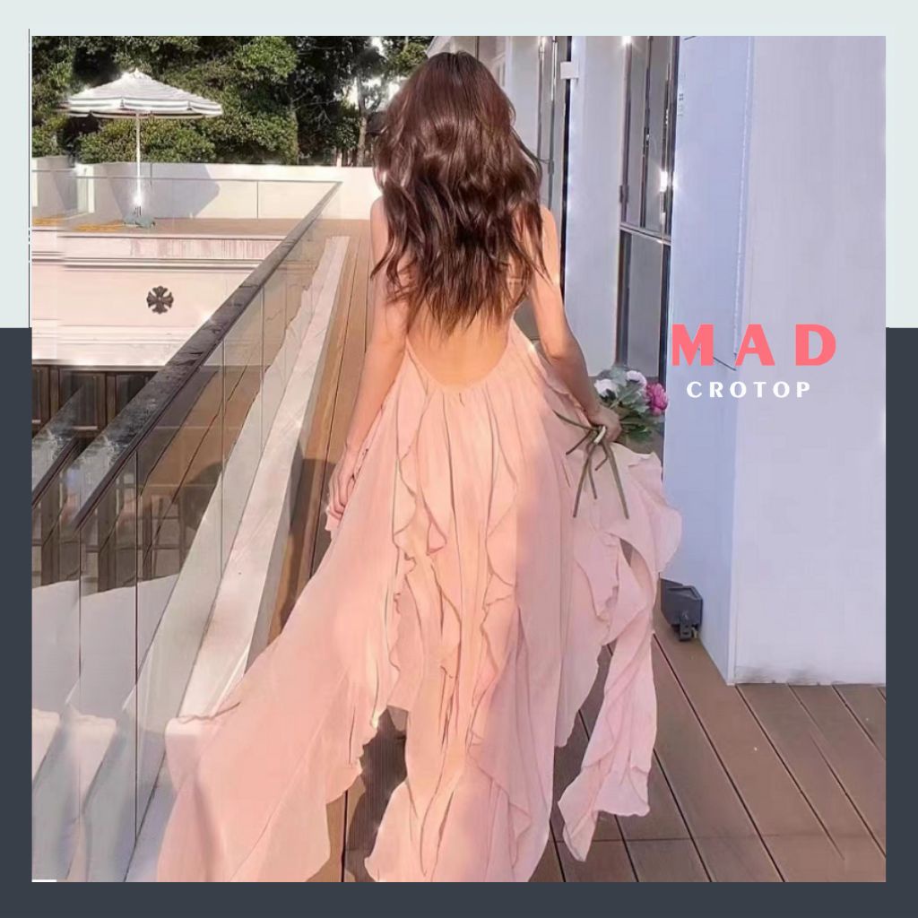 Đầm Maxi Đi Biển Tua Rua Voan Cổ Yếm Quyến Rũ Mùa Hè DMA122 MADCROTOP