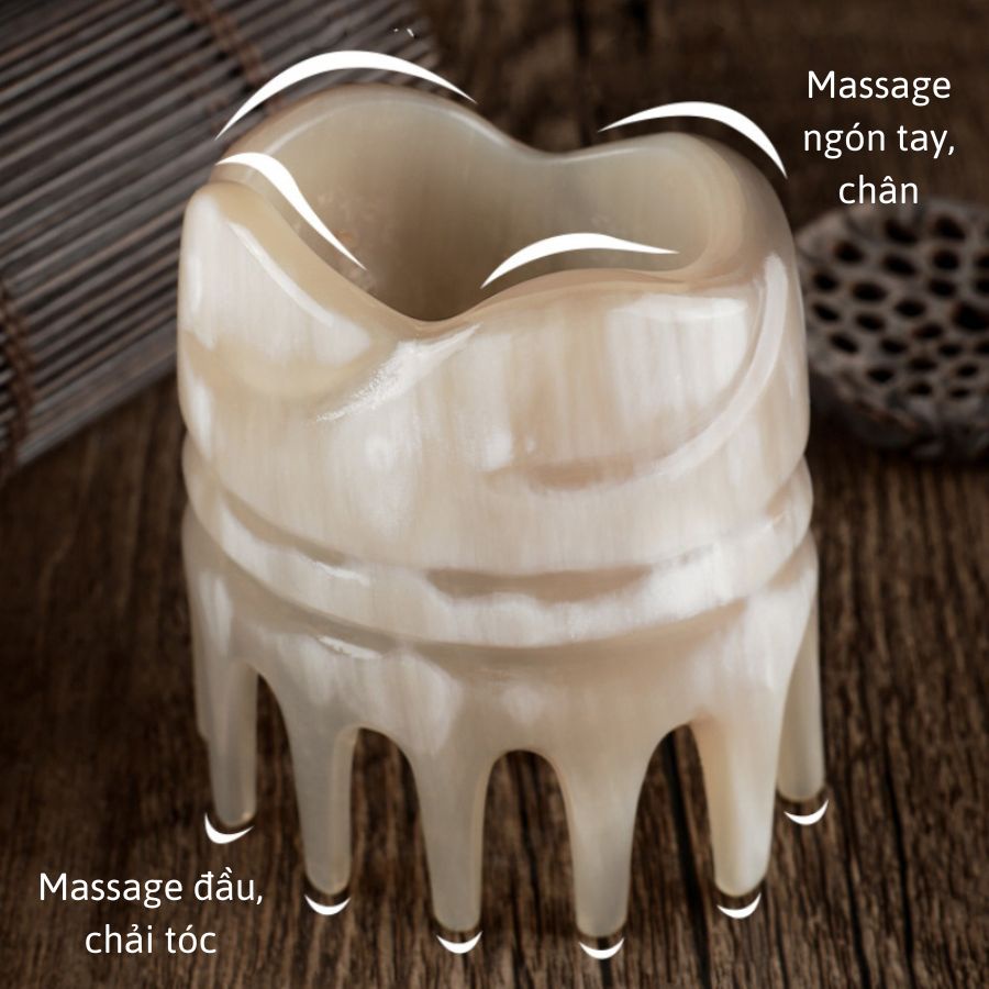 Lược Tròn lược chải tóc sừng massage gội đầu dưỡng sinh giảm ê mỏi, kích thích mọc tóc hiệu quả