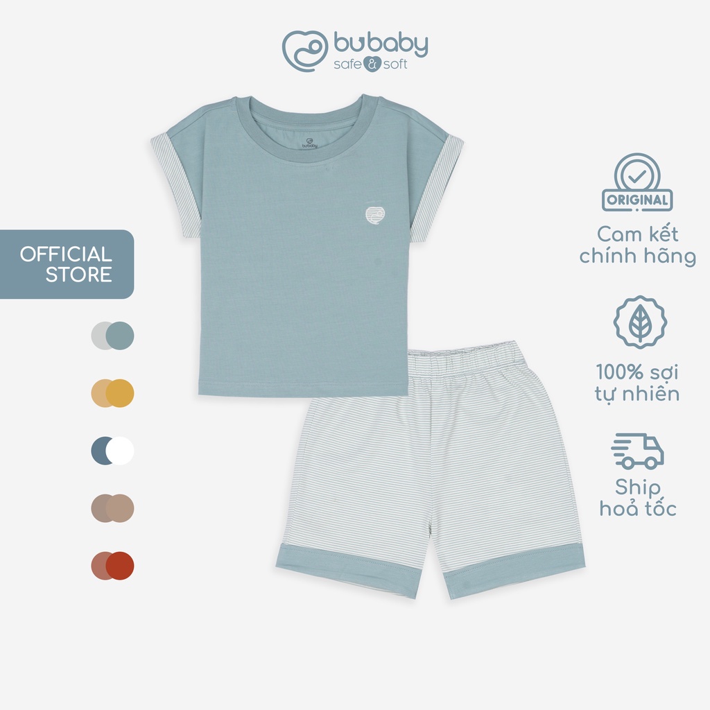 Bộ Quần Áo Hè cho bé có cúc vai, chất liệu Sợi Tre Cotton BU Baby, bộ cộc BU BBC130400 | Quần áo BU Baby chính hãng