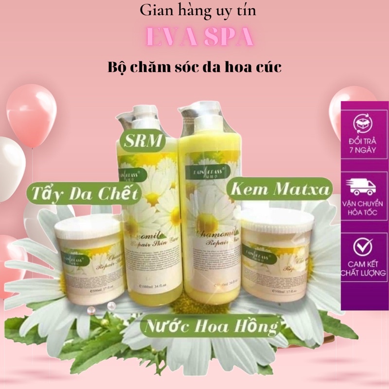 Bộ chăm sóc da hoa cúc đủ 4 lọ hàng chuẩn cho spa cao cấp