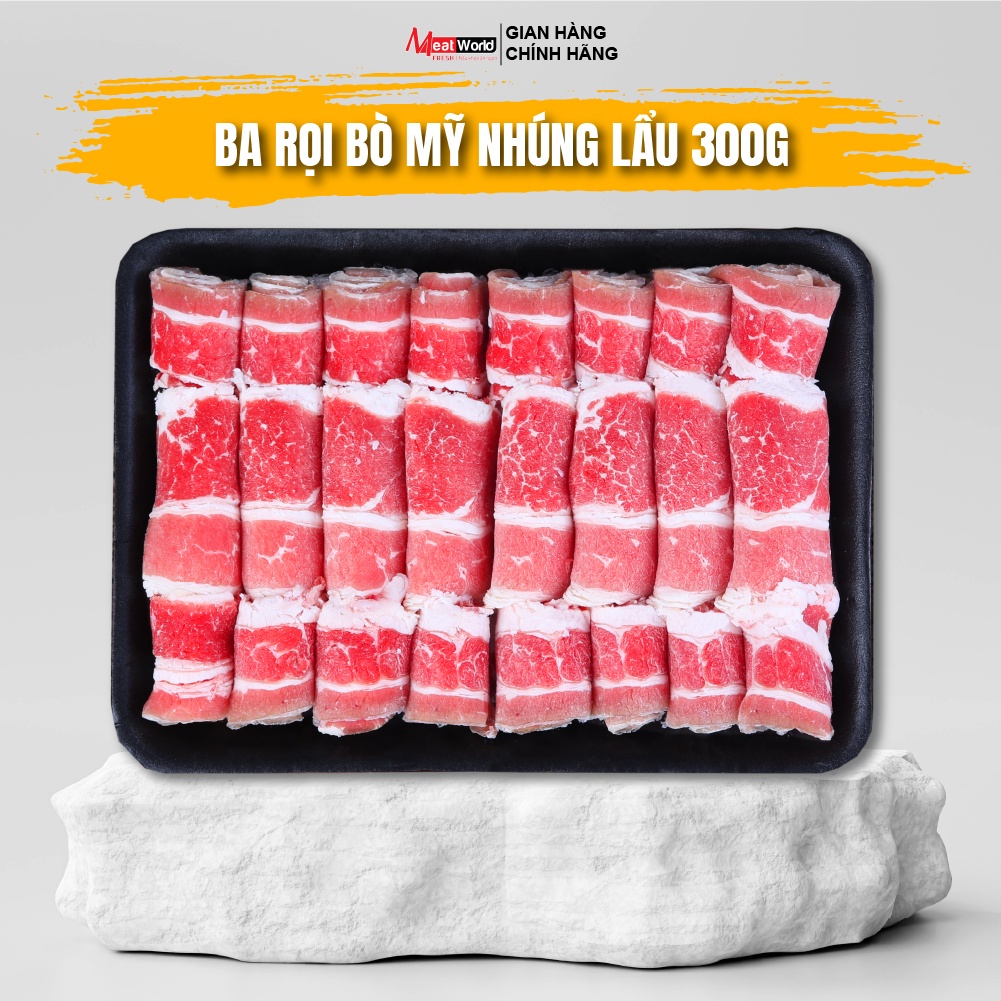 Thịt Ba Rọi Bò Mỹ Nhúng Lẩu Meat World 300g - Short Plate U.S Beef 2mm
