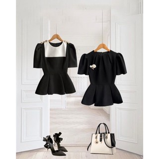 Áo đen thiết kế form peplum dễ mặc, che eo tốt