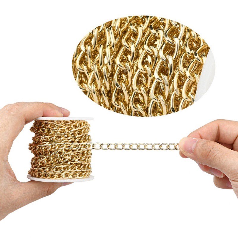 Dây xích kim loại kích thước nhỏ 2-3mm cuộn 1-5m, kho phụ liệu may