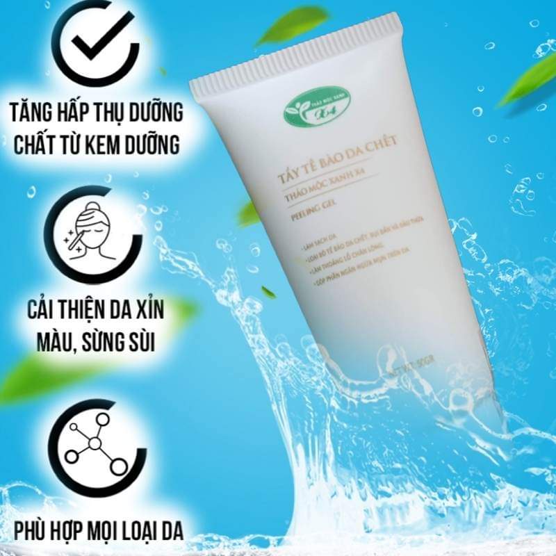 Tẩy tế bào chết thảo mộc xanh x4-tế bào chết dưỡng ẩm làm trắng da 100% thiên nhiên