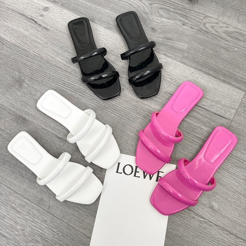 Sorami.Shoes | Dép bệt hai quai phồng mũi vuông đơn giản, xinh xắn dành cho mùa hè
