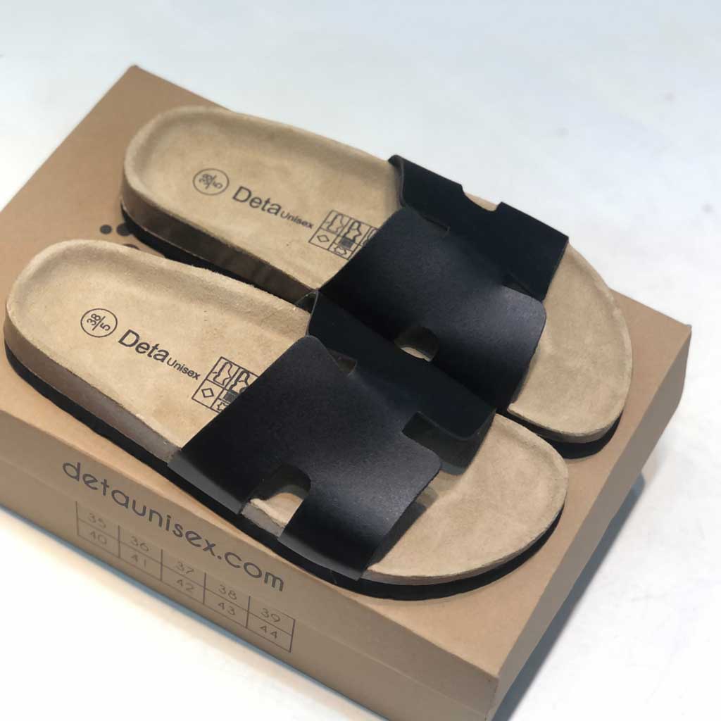 Dép Birken đế trấu chữ H nam nữ thời trang DETAUNISEX - DETA14