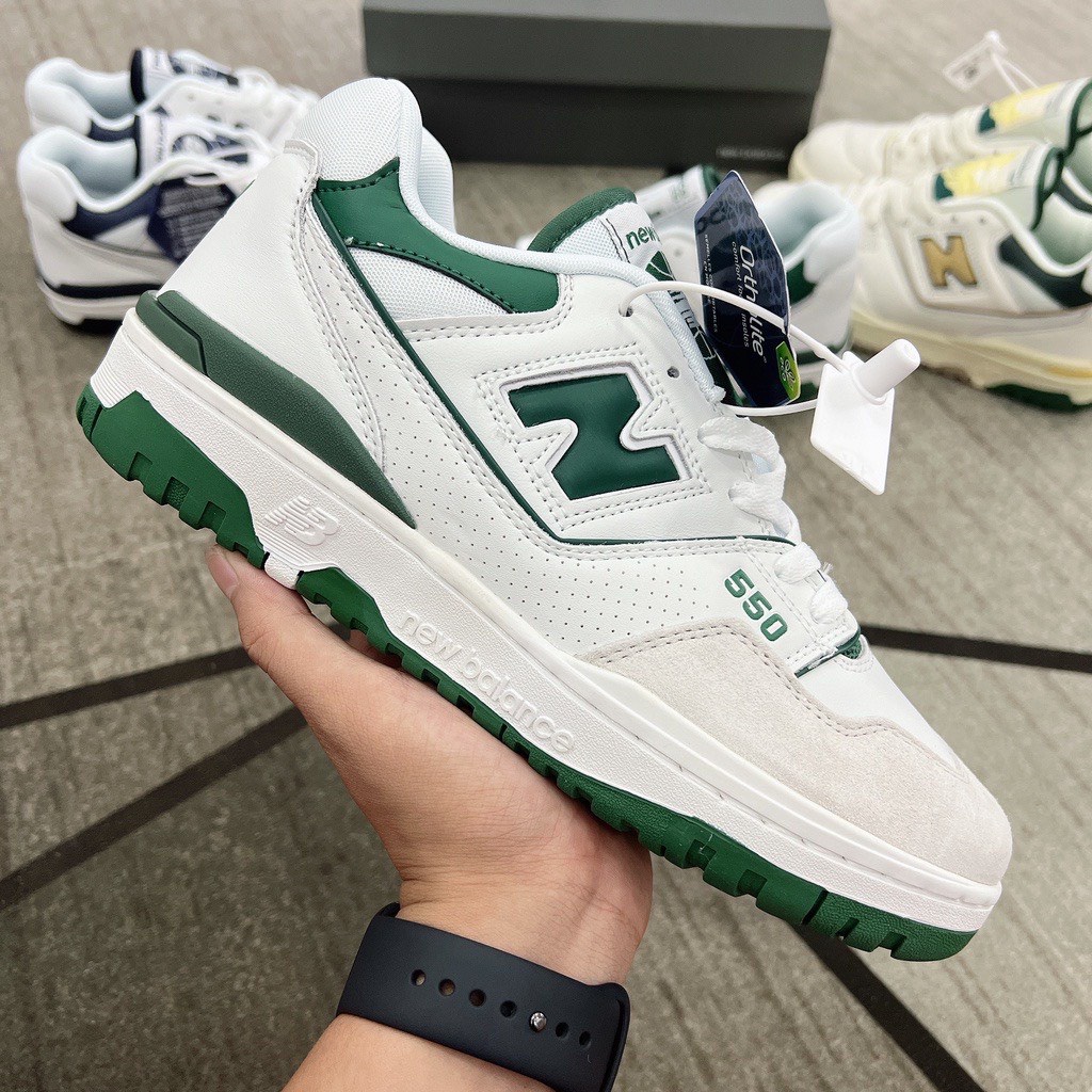 Giày NB 550, New Balance 550 'White Green, White Black' , NB 550 Basic Xanh Đen Trắng full box bill hót 2023 | BigBuy360 - bigbuy360.vn