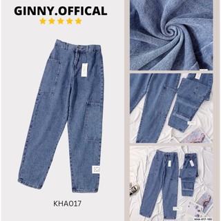 Quần Baggy Nữ Jean Hack Chất KHA-017 | 9 Tất Cạp Cao| Wash Xịn | GINNY OFFICAL