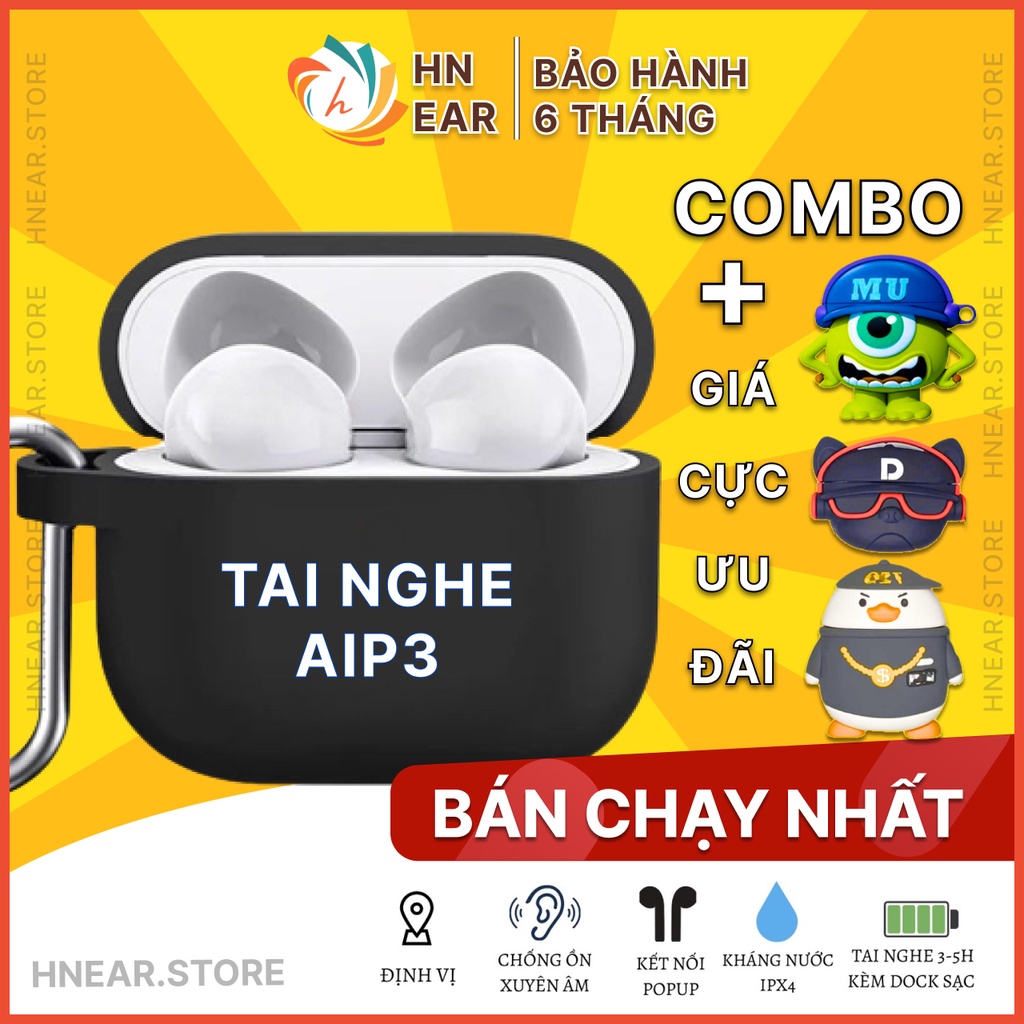 Tai Nghe Bluetooth Không Dây AIP3 HNEar- Thế hệ mới, chất âm hay, bass khỏe, pin trâu Dùng cho Tất Cả Dòng Máy