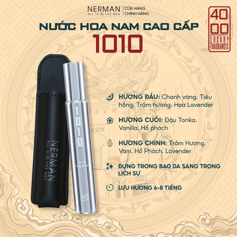 Bộ 3 chai nước hoa nam Nerman 4000 - VERSION 2 với 3 hương 968 - 1010 - 1077 thơm mạnh mẽ đầy nam tính, lưu hương đến 8h