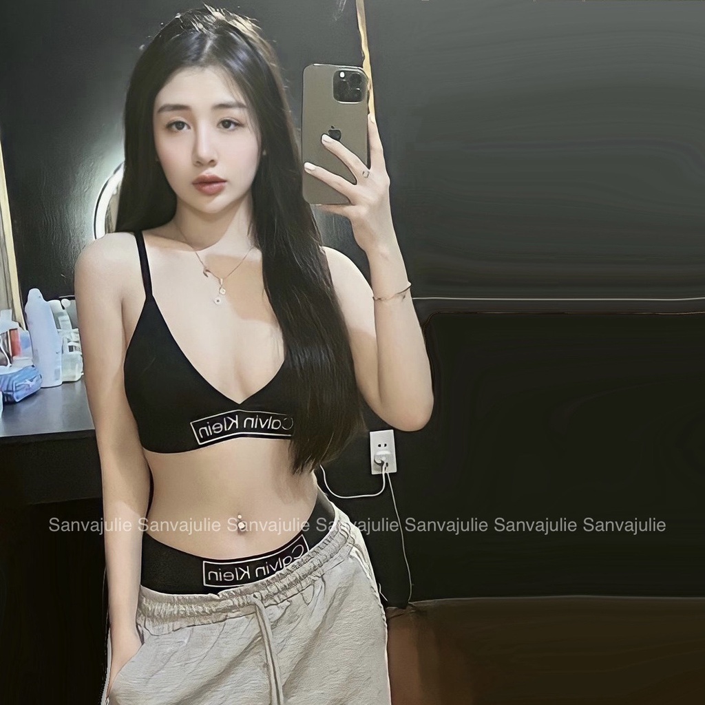 Bộ đồ lót CalvinKlein cotton kèm sẵn mút có thể tháo rời - Set CK