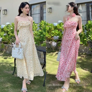 (CÓ SẴN) Váy maxi cúp ngực kèm choker hoa